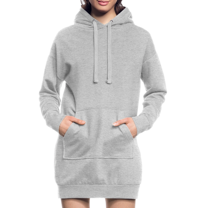 Hoodie-Kleid / Kapuzenpullover in Kleidlänge - personalisierbare Vorder- und Rückseite - Grau meliert