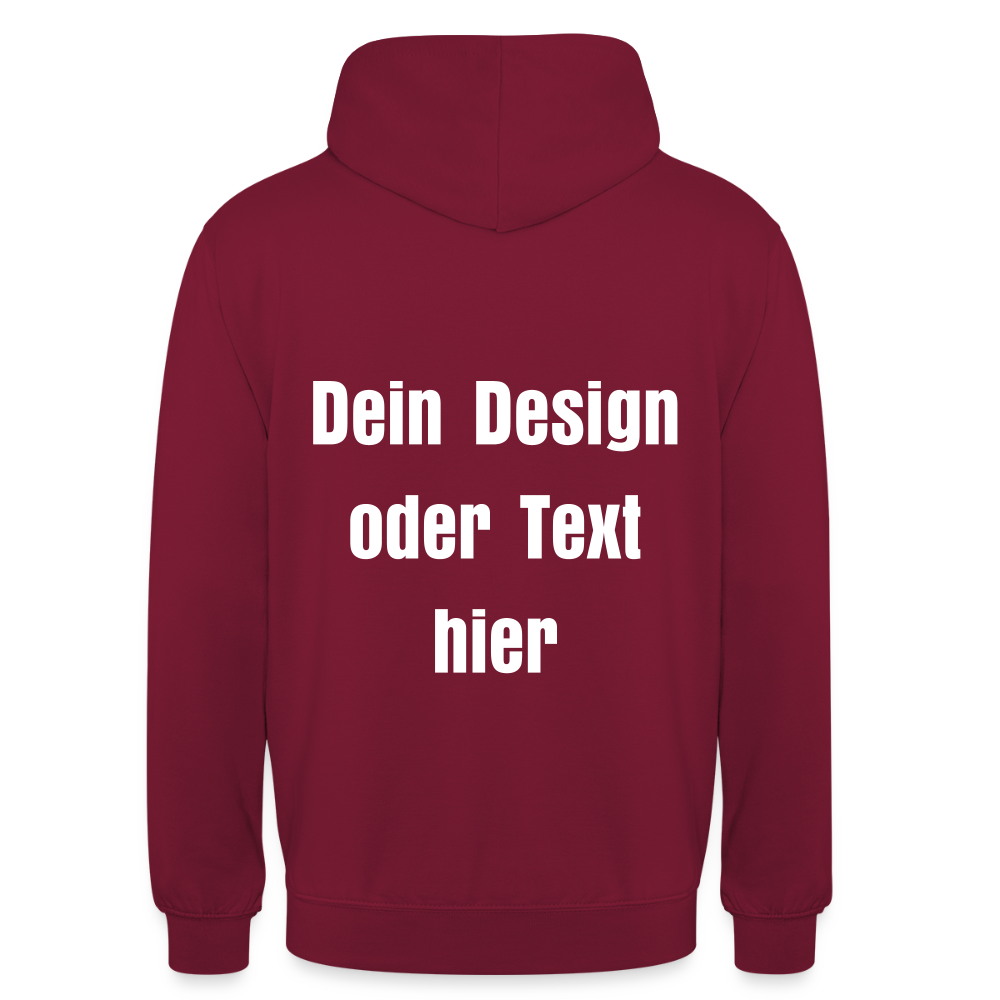 Unisex Hoodie - personalisierbare Vorder- und Rückseite - Bordeaux