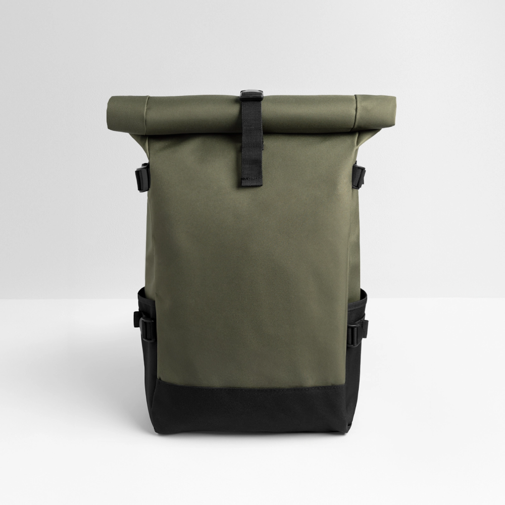 Rolltop Rucksack - personalisierbar - Olive/Schwarz