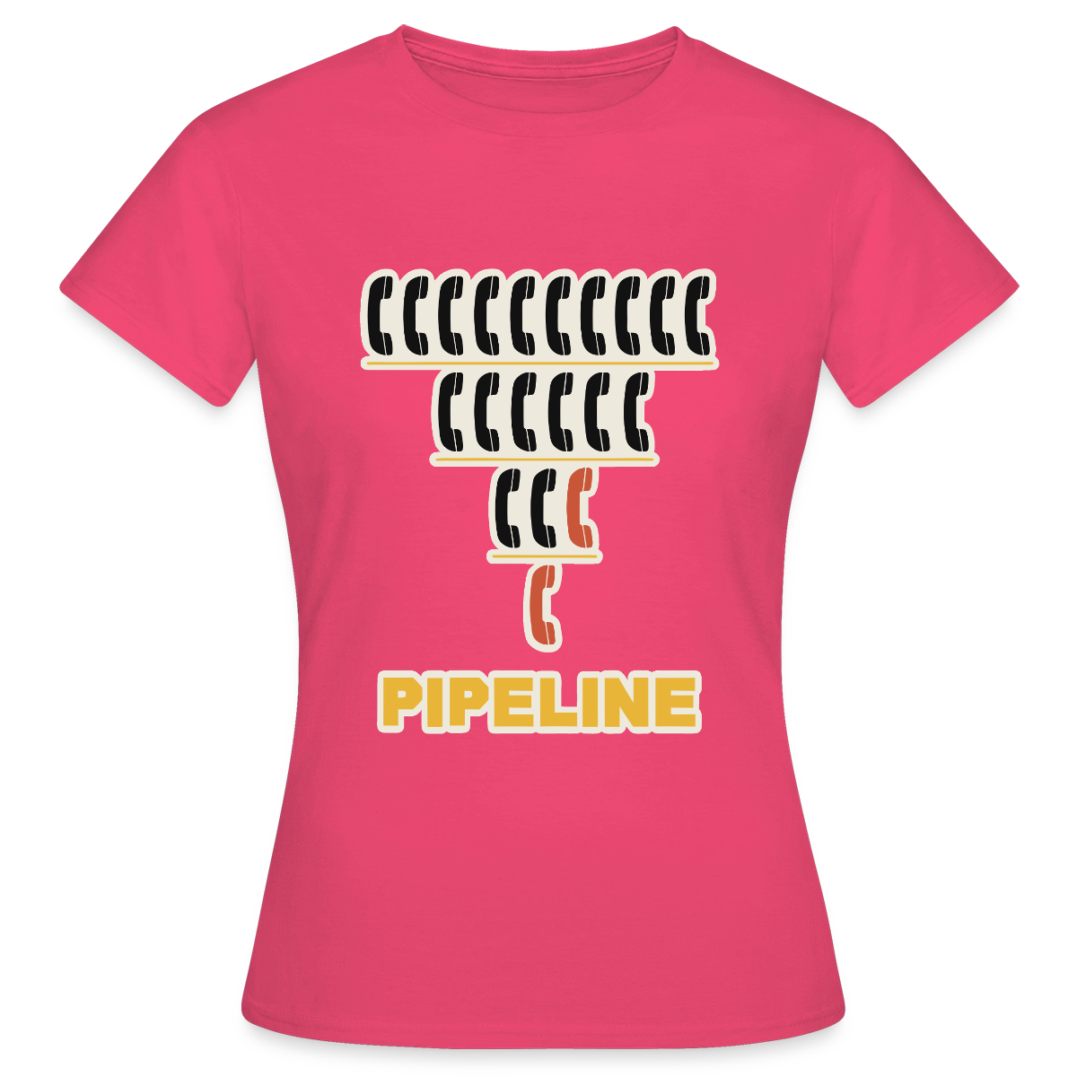 Pipeline. Isotype-Motiv Motiv-T-Shirt für Frauen, Farbe Azalea