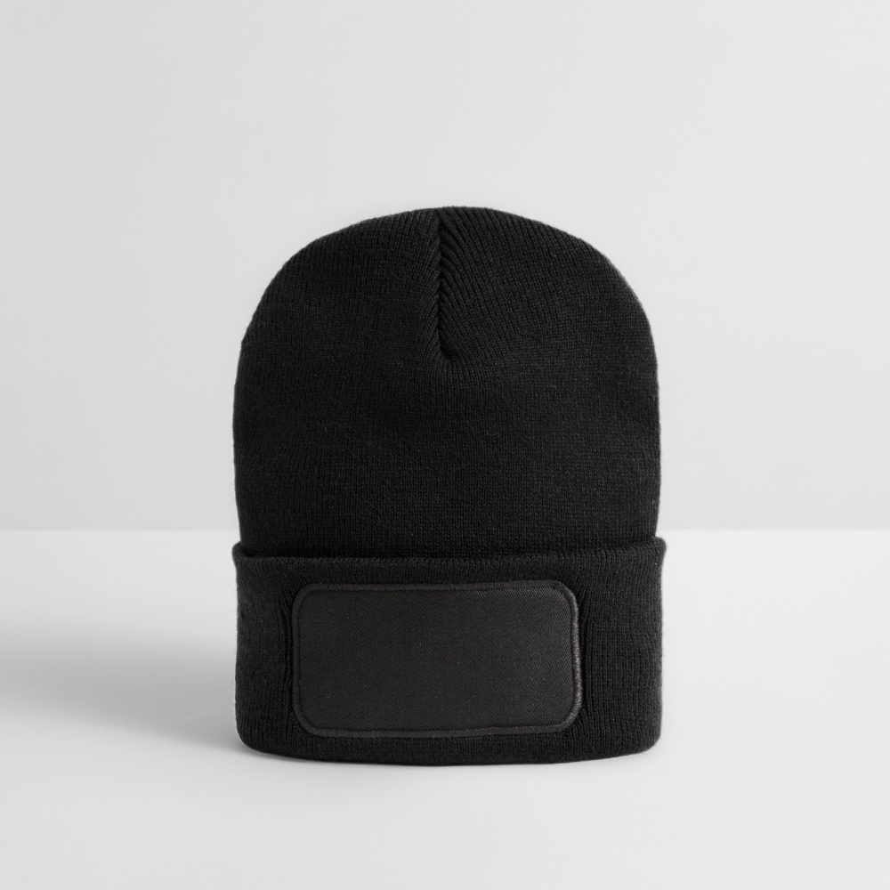 Recycelte Patch Beanie - personalisierbar - Schwarz