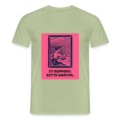 IT-Support. Bitte warten. Duotone-Motiv Motiv-T-Shirt für Männer, Farbe Sage
