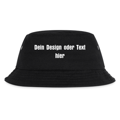 Kinder Bucket Hat - personalisierbar - Schwarz