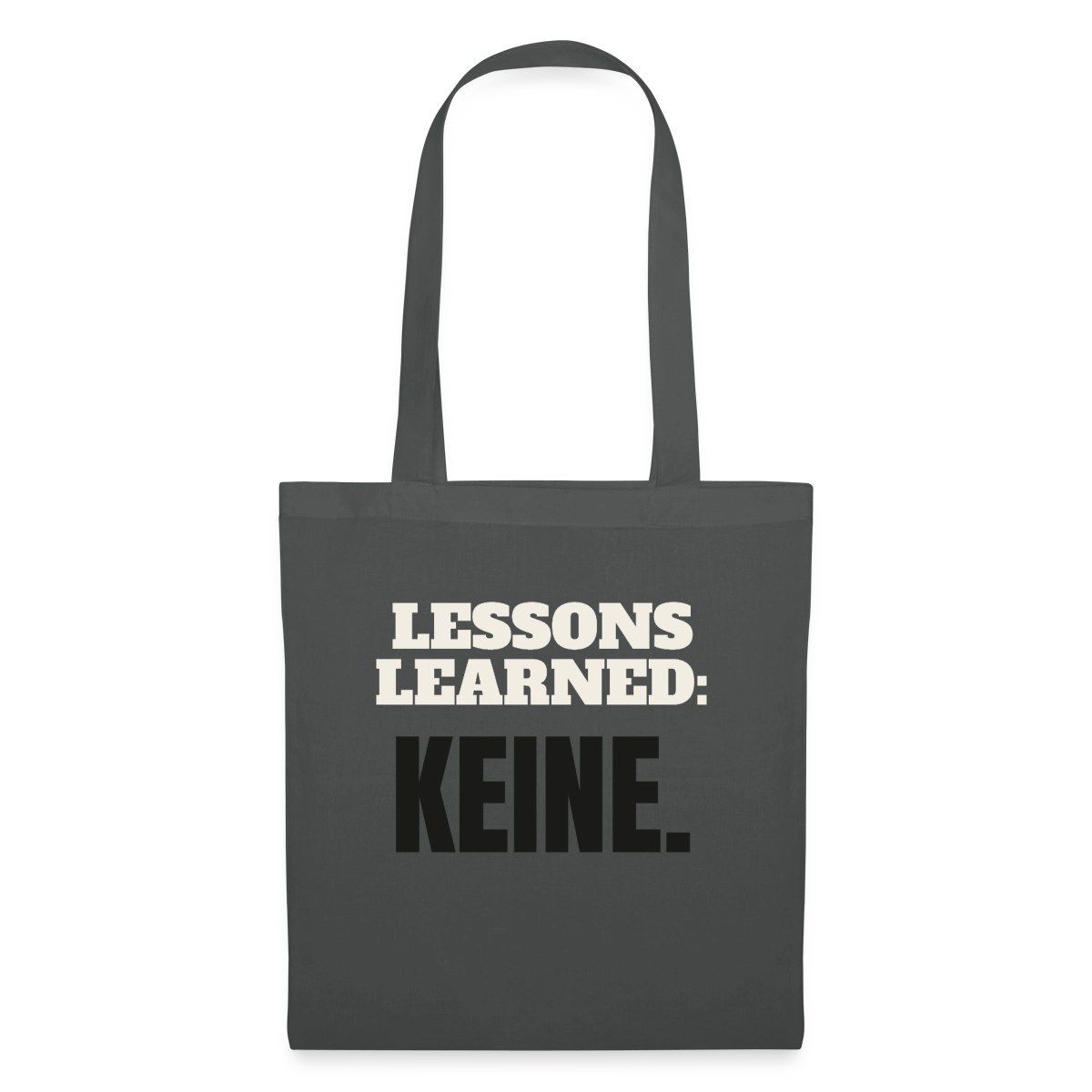 Lessons learned: keine. Stoffbeutel, Farbe Graphite