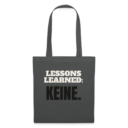 Lessons learned: keine. Stoffbeutel, Farbe Graphite