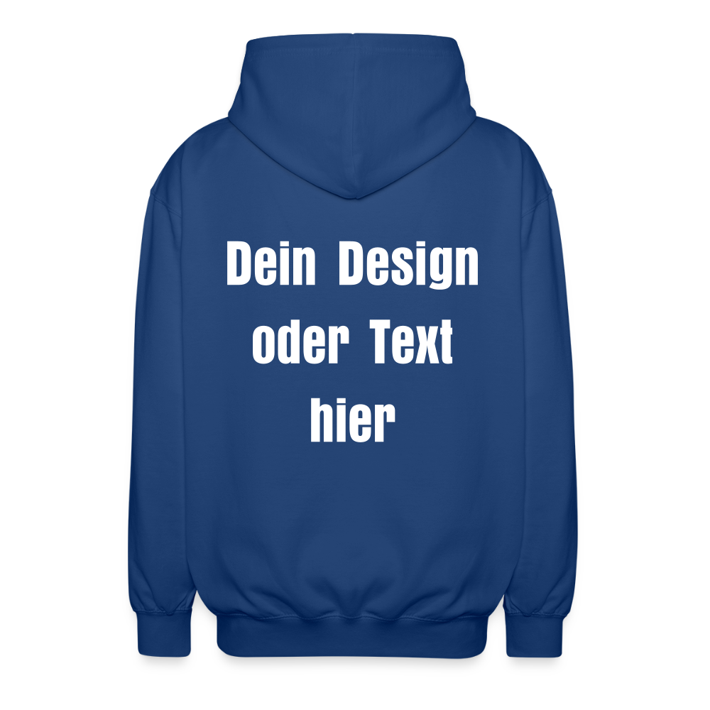 Unisex Kapuzenjacke - personalisierbare Vorder- und Rückseite - Royalblau