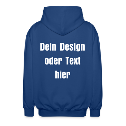 Unisex Kapuzenjacke - personalisierbare Vorder- und Rückseite - Royalblau