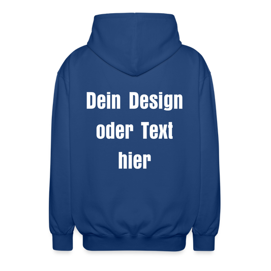 Unisex Kapuzenjacke - personalisierbare Vorder- und Rückseite - Royalblau