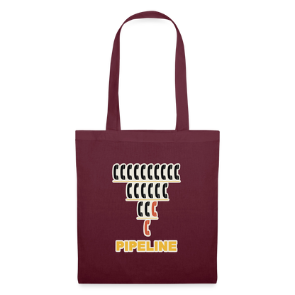 Pipeline. Isotype-Motiv Stoffbeutel, Farbe Burgunderrot