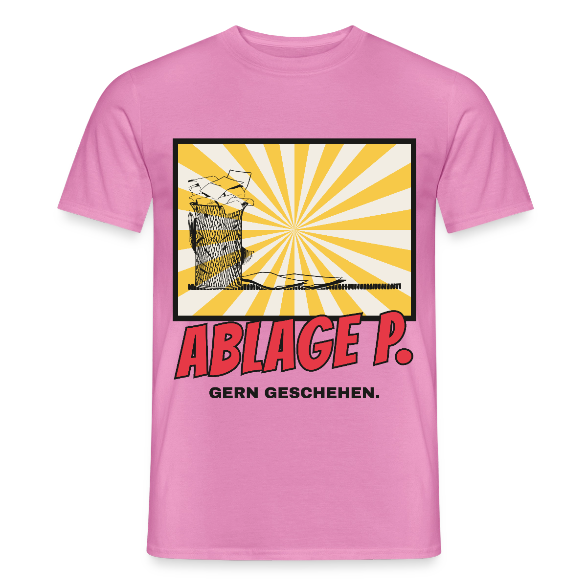 "Ablage P. Gern geschehen. Comic-Motiv" Motiv-T-Shirt für Männer, Farbe Pink