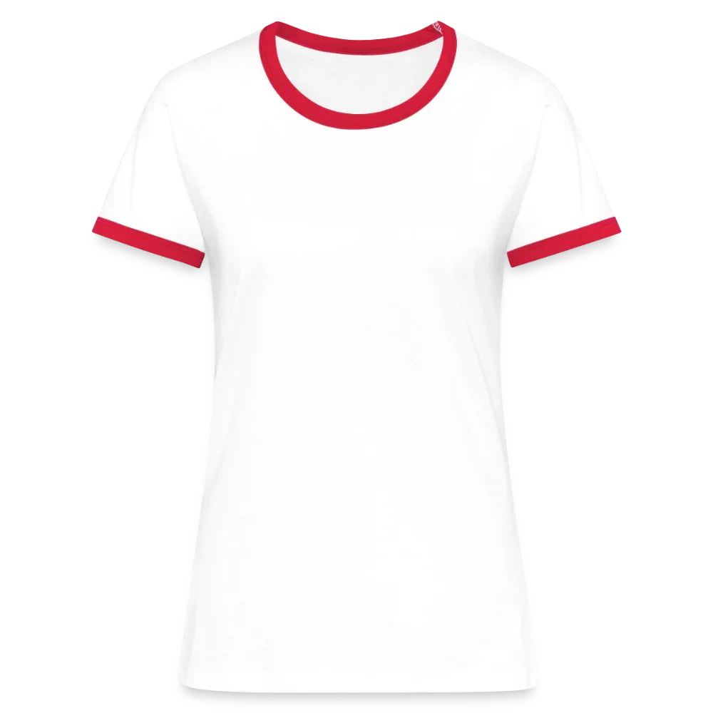 Frauen Kontrast-T-Shirt - personalisierbare Vorder- und Rückseite - Weiß/Rot