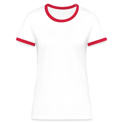 Frauen Kontrast-T-Shirt - personalisierbare Vorder- und Rückseite - Weiß/Rot