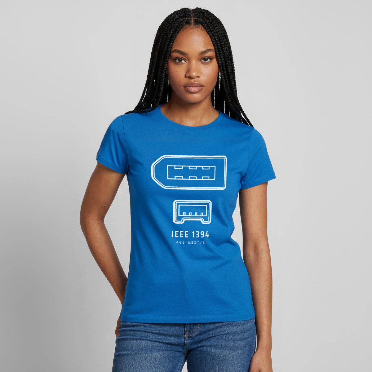 "IEEE 1394, 400 Mbit/s" Motiv-T-Shirt für Frauen, Farbe Royalblau