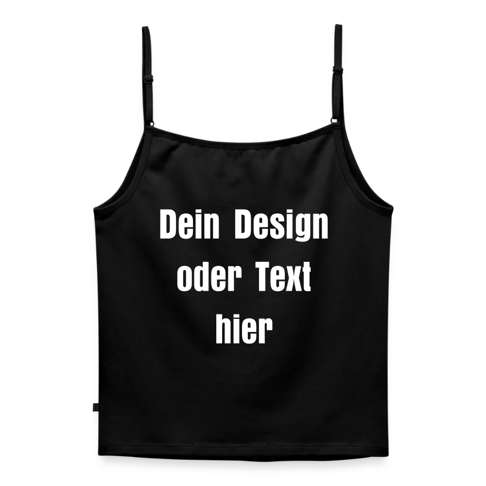 Frauen Spaghetti Tank Top - personalisierbar - Schwarz