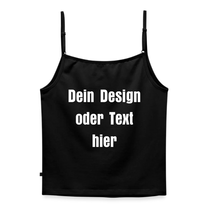 Frauen Spaghetti Tank Top - personalisierbar - Schwarz