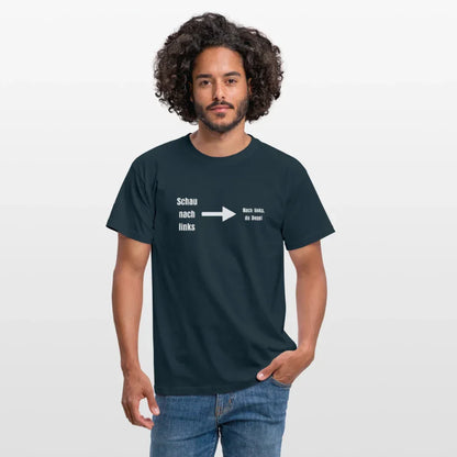 "Schau nach links" Motiv-T-Shirt für Männer - Navy