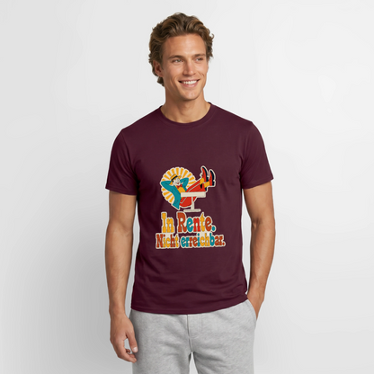 "In Rente. Nicht erreichbar. Midcentury-Motiv" Motiv-T-Shirt für Männer, Farbe Ziegelrot