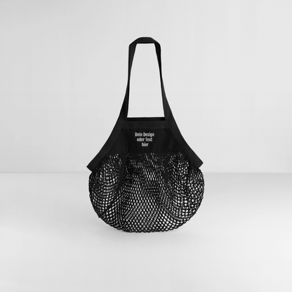Organic Mesh-Einkaufstasche - personalisierbar - Schwarz