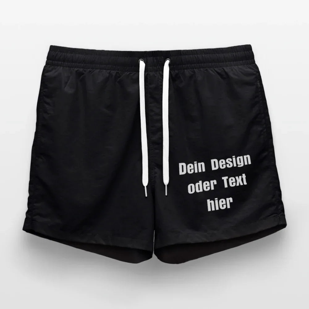 Badeshorts - personalisierbare Vorder- und Rückseite - Schwarz