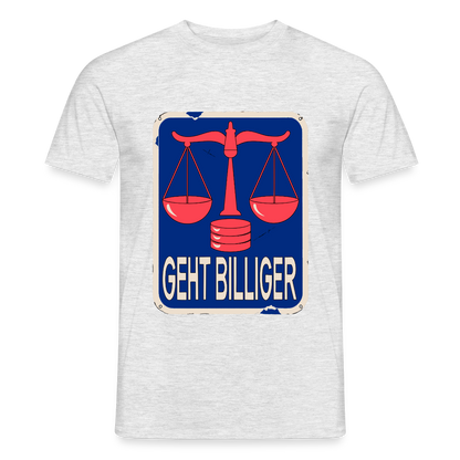 "Geht billiger. Emailschild-Motiv" Motiv-T-Shirt für Männer, Farbe Grau meliert