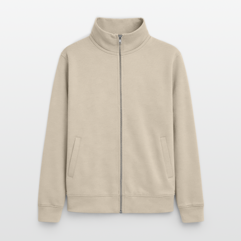 Pullover mit Zip-Kragen für Sie und Ihn (Unisex) - personalisierbare Vorder- und Rückseite - Cremebeige