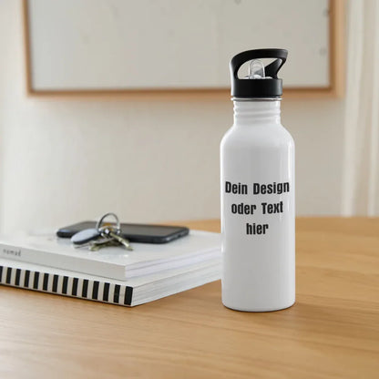 Trinkflasche Edelstahl 600 ml - personalisierbar - Weiß
