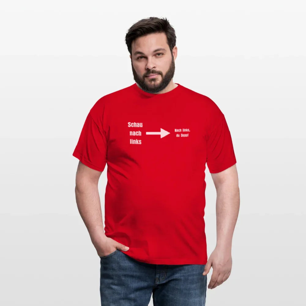 "Schau nach links" Motiv-T-Shirt für Männer - Rot