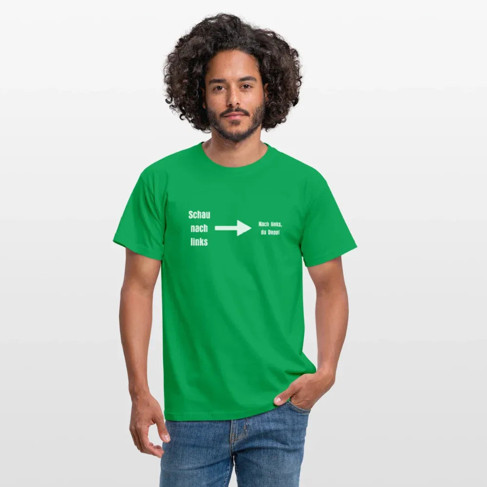 "Schau nach links" Motiv-T-Shirt für Männer - Kelly Green