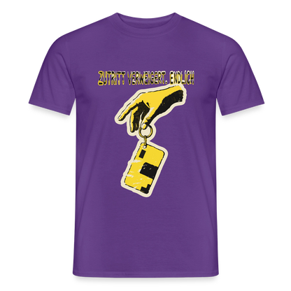"Zutritt verweigert. Endlich." Motiv-T-Shirt für Männer, Farbe Lila