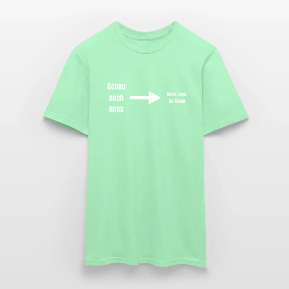 "Schau nach links" Motiv-T-Shirt für Männer - Mintgrün