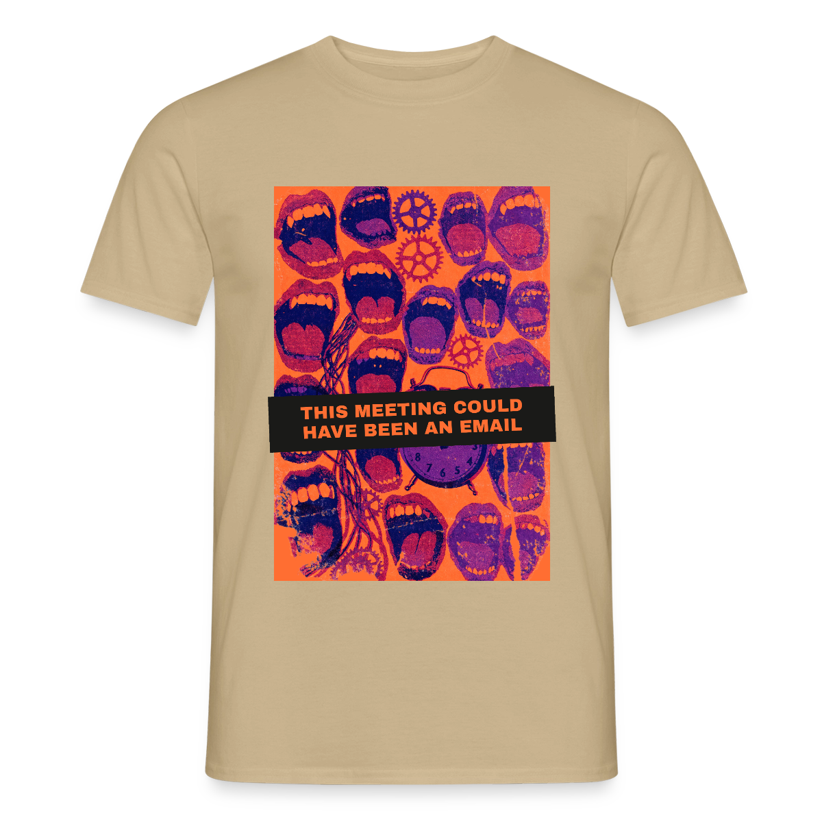 This meeting could have been an email. Raster-Motiv Motiv-T-Shirt für Männer, Farbe Sandbeige