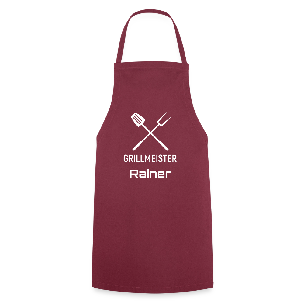 Koch- oder Grillschürze "Grillmeister" - personalisierbarer Name oder Text - Bordeaux