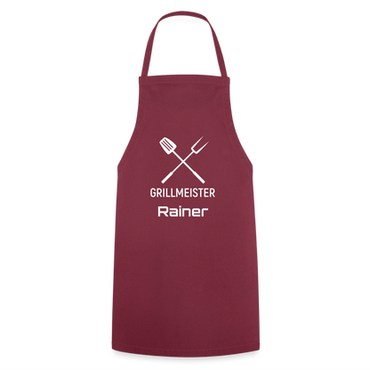 Koch- oder Grillschürze "Grillmeister" - personalisierbarer Name oder Text - Bordeaux