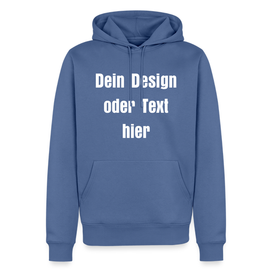 Männer Premium Hoodie - personalisierbare Vorder- und Rückseite - Taubenblau