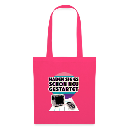 Haben Sie es schon neu gestartet? Vaporwave-Motiv Stoffbeutel, Farbe Azalea