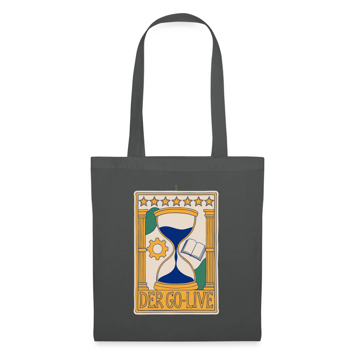 Der Go-Live. Tarot-Motiv Stoffbeutel, Farbe Graphite