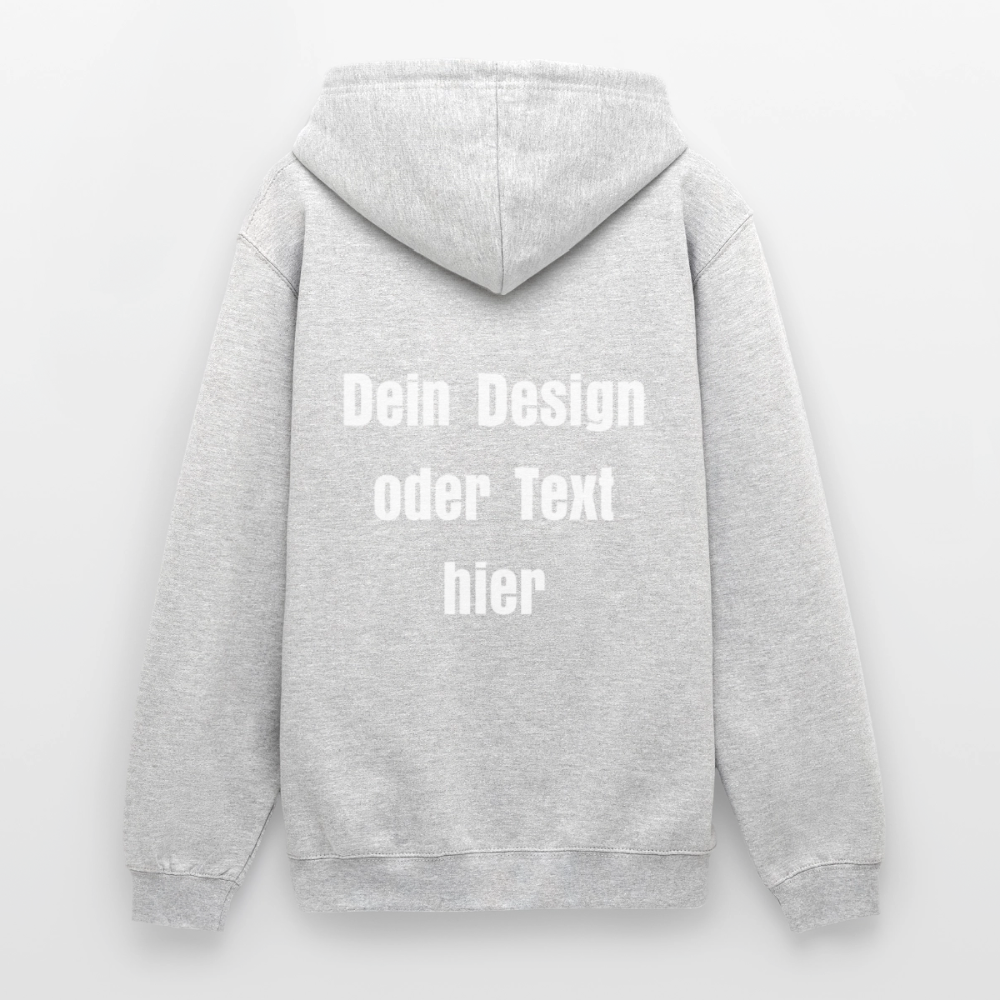 Unisex Hoodie - personalisierbare Vorder- und Rückseite - Hellgrau meliert