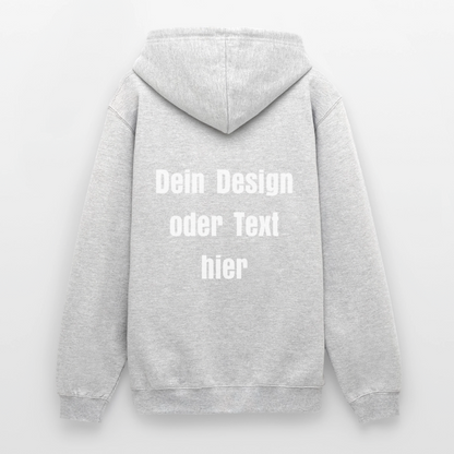 Unisex Hoodie - personalisierbare Vorder- und Rückseite - Hellgrau meliert