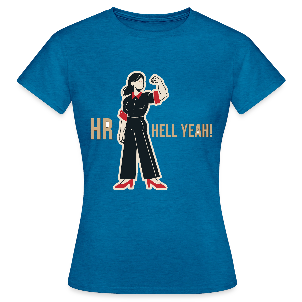 HR. Hell yeah! Motiv-T-Shirt für Frauen, Farbe Antikblaues Saphir meliert