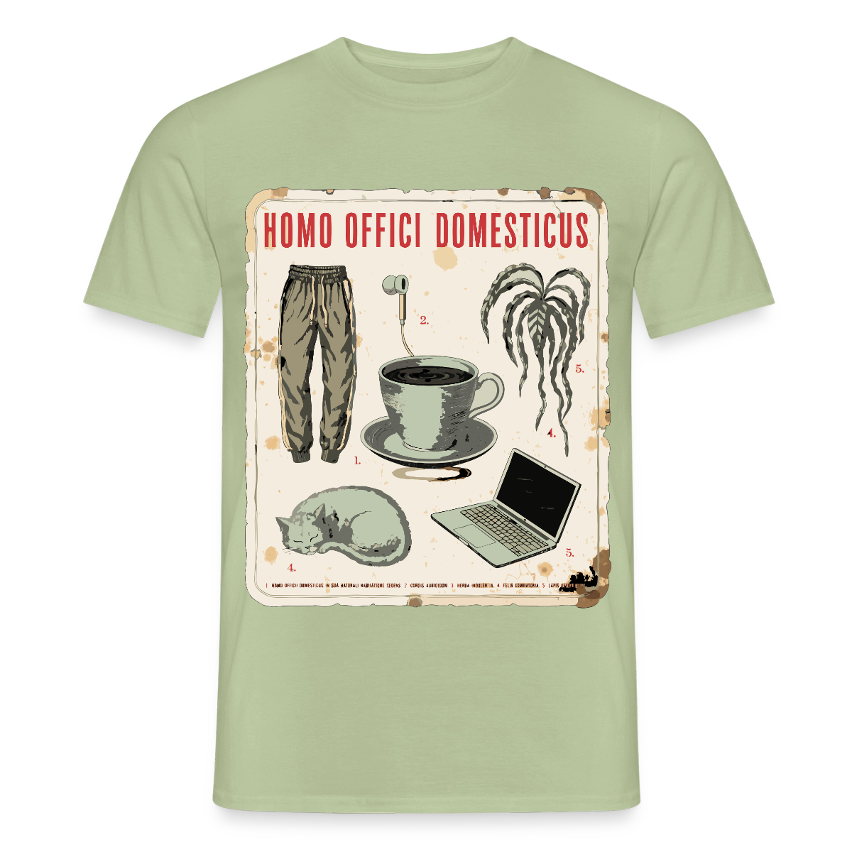 Homo Offici Domesticus Motiv-T-Shirt für Männer, Farbe Sage