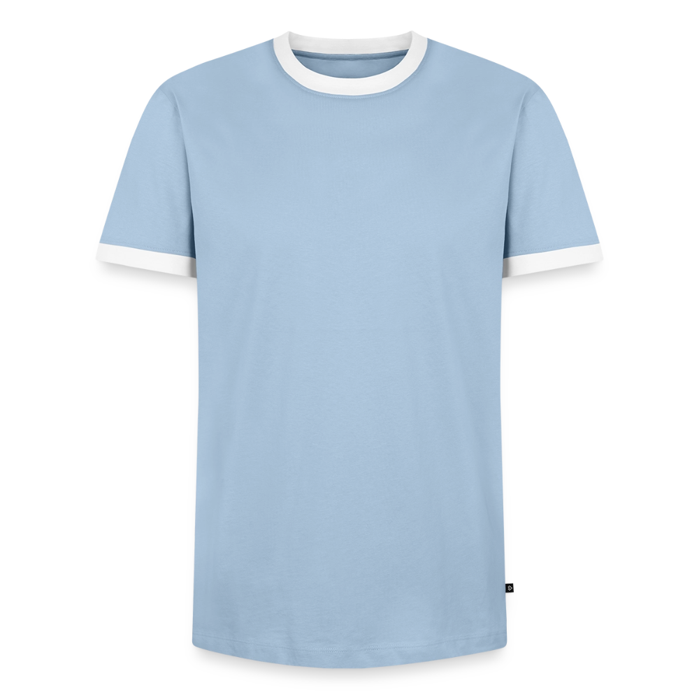 Männer Kontrast-T-Shirt - personalisierbare Vorder- und Rückseite - Hellblau/Weiß 