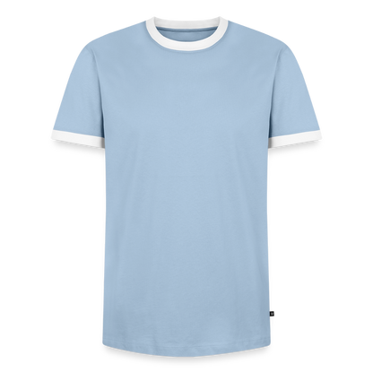 Männer Kontrast-T-Shirt - personalisierbare Vorder- und Rückseite - Hellblau/Weiß 