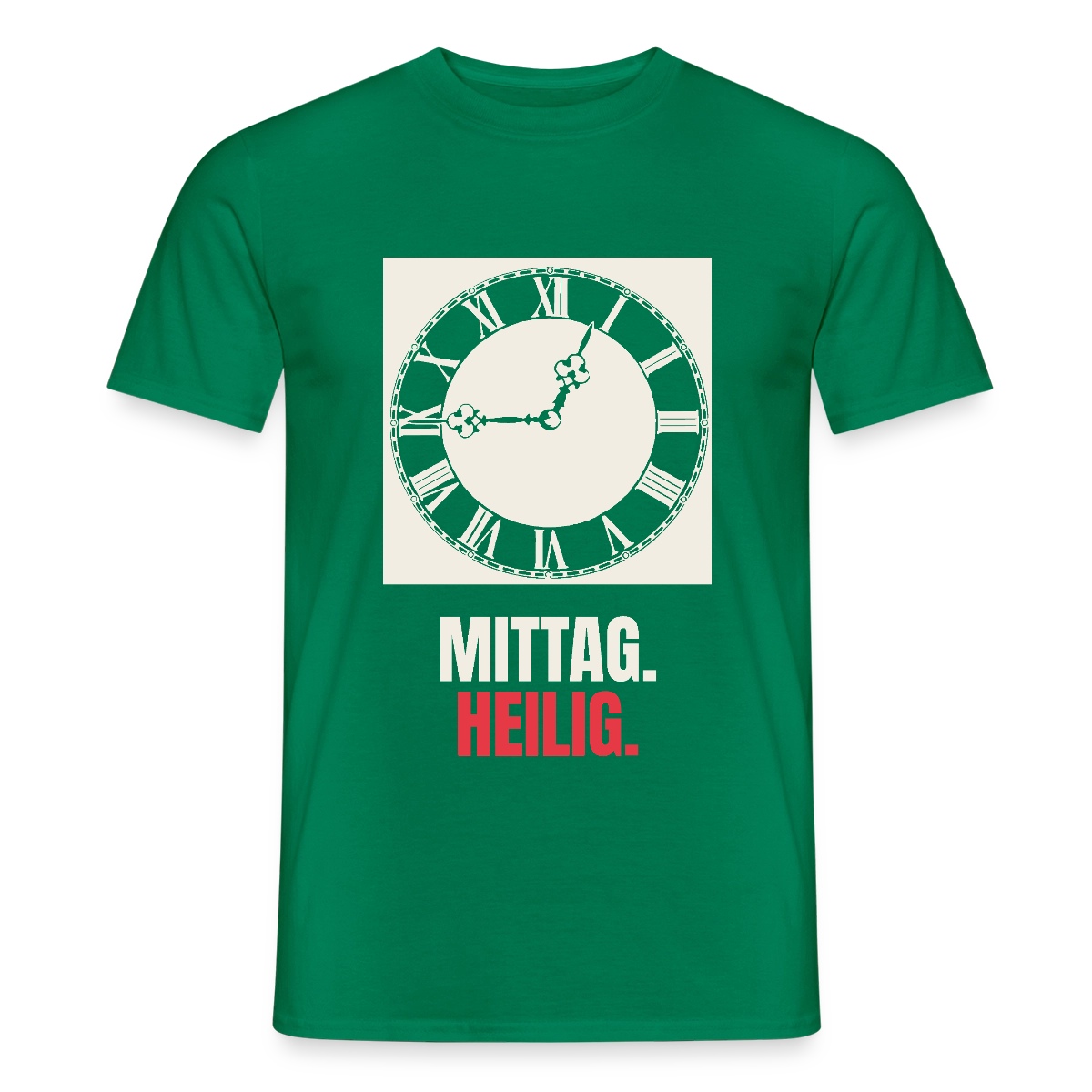 "Mittag. Heilig." Motiv-T-Shirt für Männer, Farbe Kelly Green