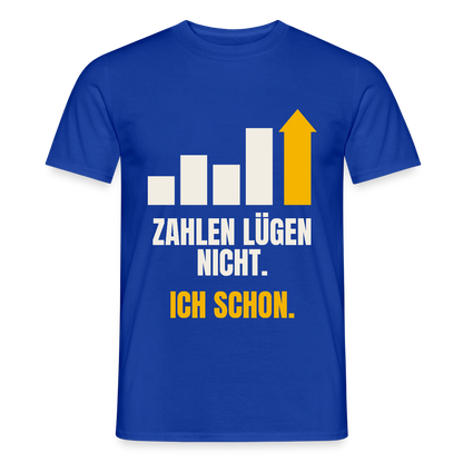 Zahlen lügen nicht. Ich schon. Motiv-T-Shirt für Männer, Farbe Dunkelblau