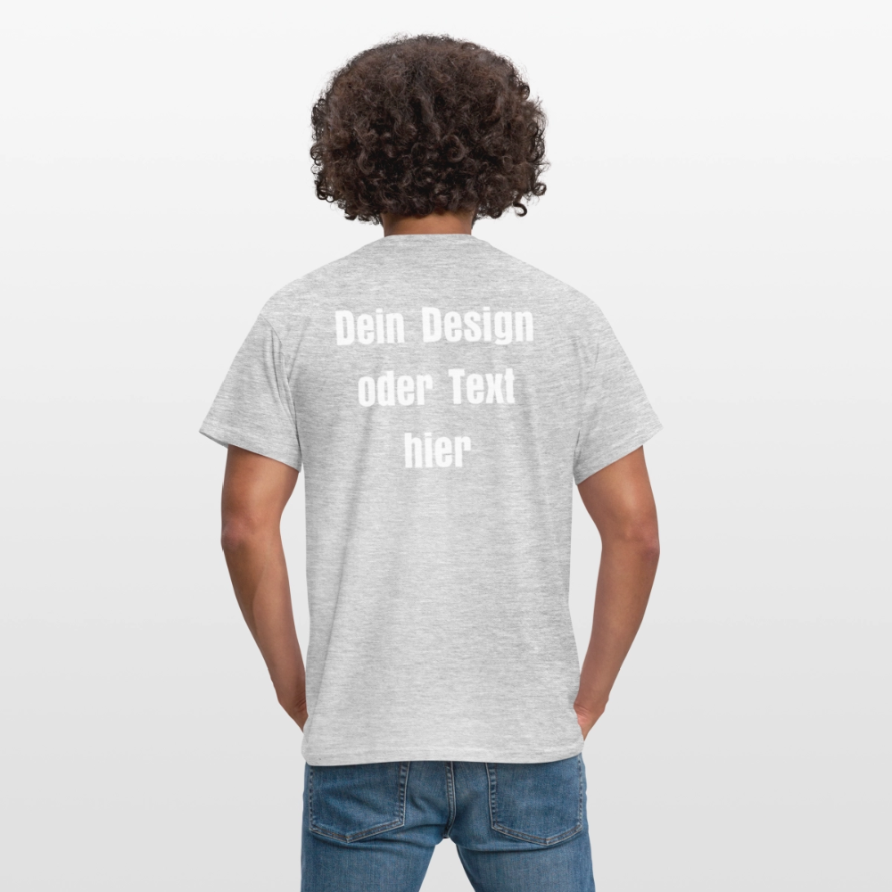Männer T-Shirt - personalisierbare Vorder- und Rückseite - Grau meliert