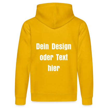 Stanley/Stella Unisex Bio-Hoodie DRUMMER - personalisierbare Vorder- und Rückseite - Spektralgelb
