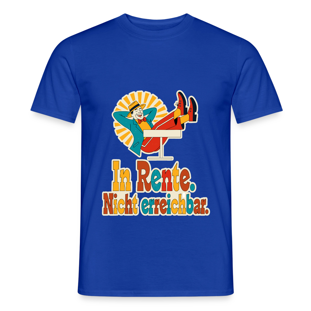 "In Rente. Nicht erreichbar. Midcentury-Motiv" Motiv-T-Shirt für Männer, Farbe Dunkelblau