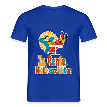 "In Rente. Nicht erreichbar. Midcentury-Motiv" Motiv-T-Shirt für Männer, Farbe Dunkelblau