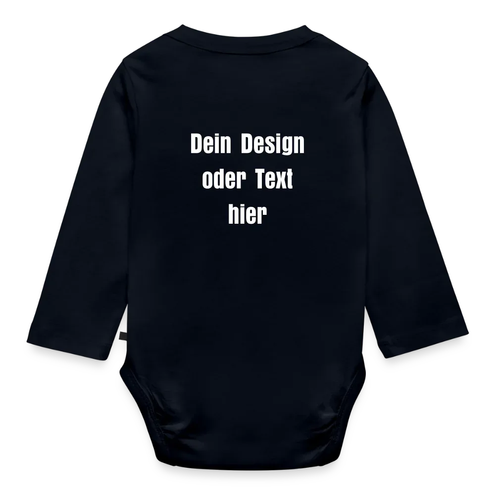 Baby Bio-Langarm-Body - personalisierbar - Navy