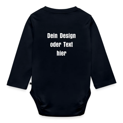 Baby Bio-Langarm-Body - personalisierbar - Navy